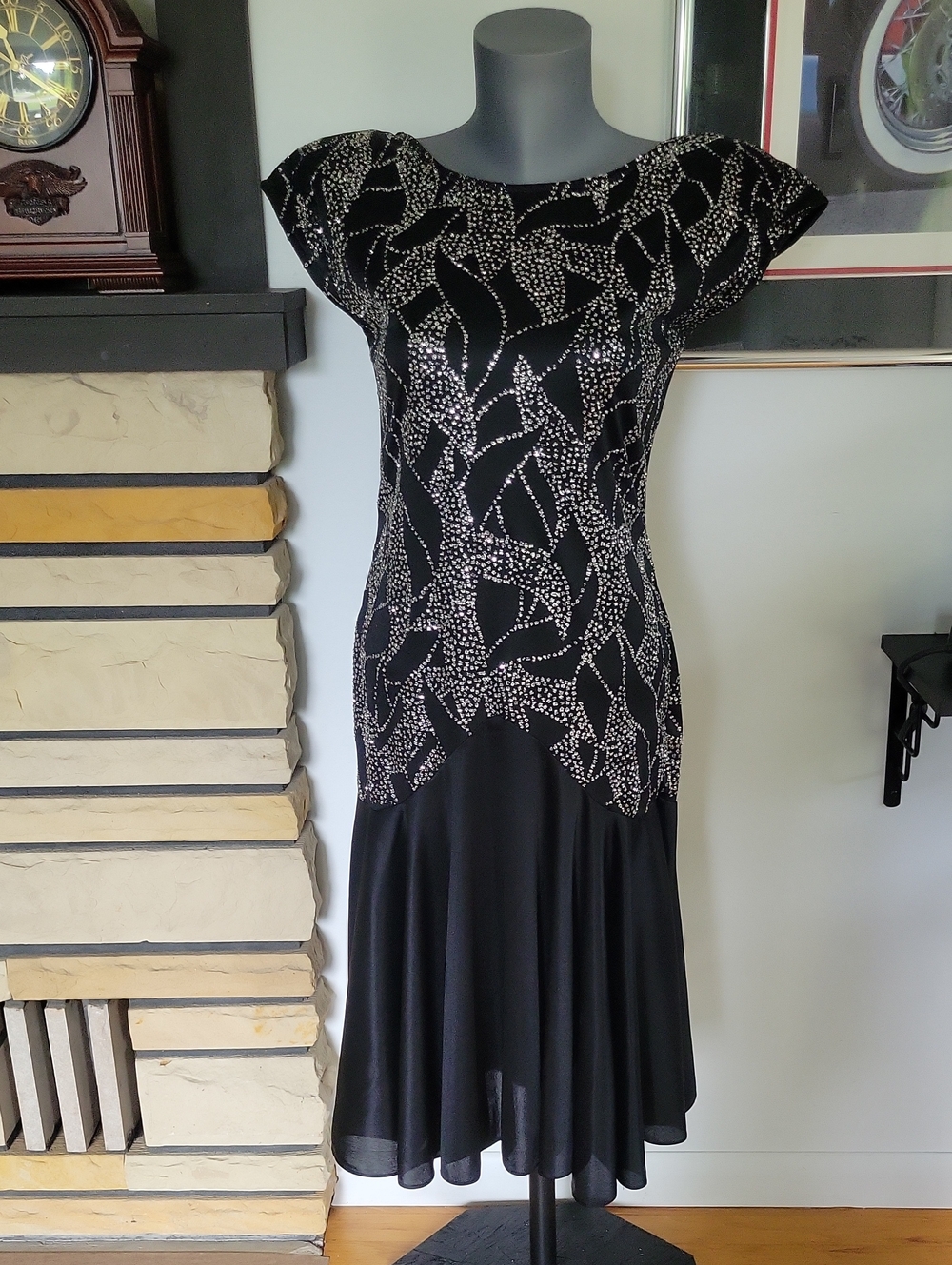 Diamond's Run Cocktail Dress 11-12 Black/Silver 80s Vintage